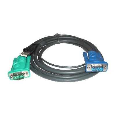 Шнур, мон+клав+мышь USB ATEN, SPHD15=>HD DB15+USB A-Тип, Male-2xMale, 8+4 проводов, опрессованный, 3 метр., черный, (2L-5203U)