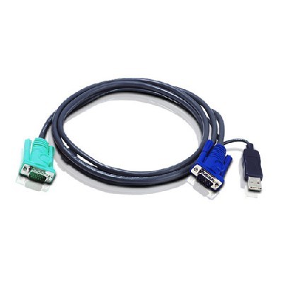 Кабель KVM ATEN 2L-5205U USB(тип А Male)+HDB15(Male) (-) SPHD15(Male) 5,0м., черный.