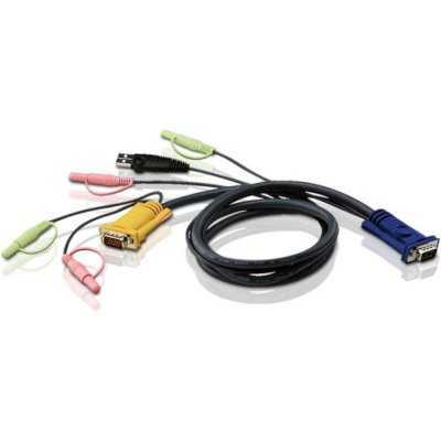 Кабель ATEN KVM Cable 2L-5305U Кабель для KVM: USB(Am)+DB15(m)+2*Audio (PC) -на- SPHD15(m)+2*Audio (KVM), 5м