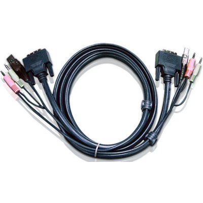 Кабель KVM USB(тип А Male)+DVI-D(Male)2хАудио(Male) (-) USB(тип B Male)+DVI-D(Male)+2хАудио(Male) 3м., черный. CABLE DVI/USB B/MC.SP-DVI/USB A 3M