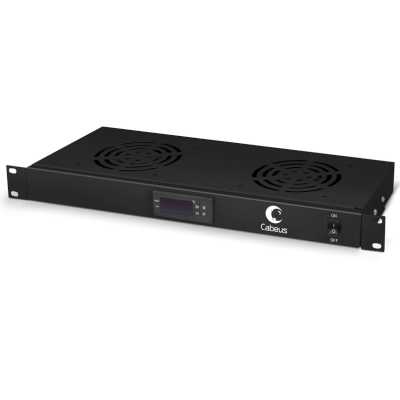 Вентиляторный модуль Cabeus, 19", 220V, 1U, 45х480х170 мм (ВхШхГ), вентиляторов: 2, поток: 300 м3/ч, для шкафов, черный