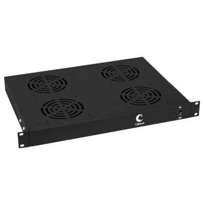 Вентиляторный модуль Cabeus, 19", 220V, 1U, 45х485х320 мм (ВхШхГ), вентиляторов: 4, поток: 600 м3/ч, для шкафов, черный