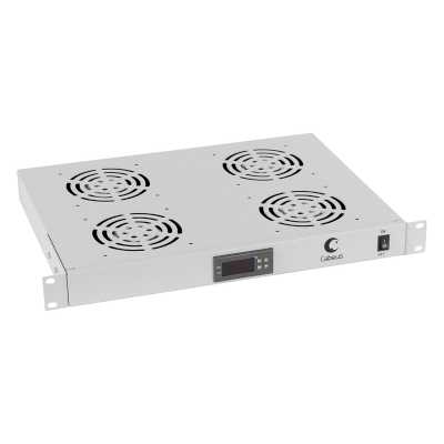Вентиляторный модуль Cabeus, 19", 220V, 1U, 45х485х320 мм (ВхШхГ), вентиляторов: 4, поток: 600 м3/ч, для шкафов, серый