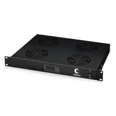 Вентиляторный модуль Cabeus, 19", 220V, 1U, 45х485х320 мм (ВхШхГ), вентиляторов: 4, поток: 600 м3/ч, для шкафов, черный