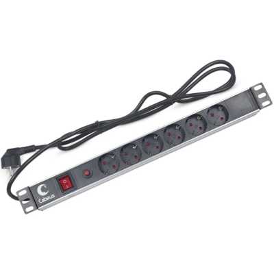 Корпуса CABEUS 11011278 — PDU-6P-B-2EU БЛОК ЕВРОРОЗЕТОК ДЛЯ 19" ШКАФОВ, ГОРИЗОНТАЛЬНЫЙ, 6 РОЗЕТОК, АВТОМАТ ЗАЩИТЫ 16 A , ШНУР 2М, АЛЮМИНИЕВЫЙ КОРПУС, НЕМЕЦКИЙ СТАНДАРТ