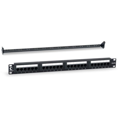 Патч-панель Cabeus PL-24-Cat.5e-Dual 19" (1U), 24 портов RJ-45, категория 5e, Dual IDC, с задним кабельным организатором