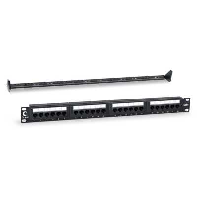 Комм. патч-панель Cabeus, 19", 1HU, портов: 24 х RJ45, кат. 6, неэкр., черный, (PL-24-Cat.6-Dual)