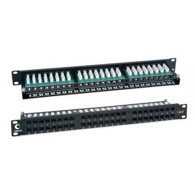 Комм. патч-панель Cabeus, 19", 1HU, портов: 48хRJ45, кат. 6, неэкр., черный, (PLHD-48-Cat.6-Dual)