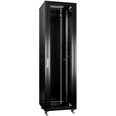 Шкаф телекоммуникационный напольный Cabeus, IP20, 42U, 2055х600х600 мм (ВхШхГ), дверь: стекло, боковая панель: сплошная, разборный, черный