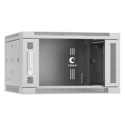 Шкаф телекоммуникационный Cabeus SH-05F-6U60/35 настенный 19" 6U 600x350x368 мм (ШхГхВ) дверь стекло