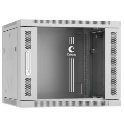 Шкаф телекоммуникационный Cabeus SH-05F-9U60/45 настенный 19" 9U 600x450x501 мм (ШхГхВ) дверь стекло, серый (RAL 7035)