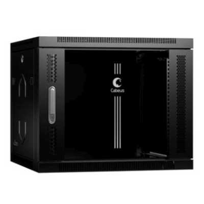 Шкаф телекоммуникационный настенный Cabeus SH-05F, 19", 9U, 501х600х600 мм (ВхШхГ), дверь: стекло, сварной, черный