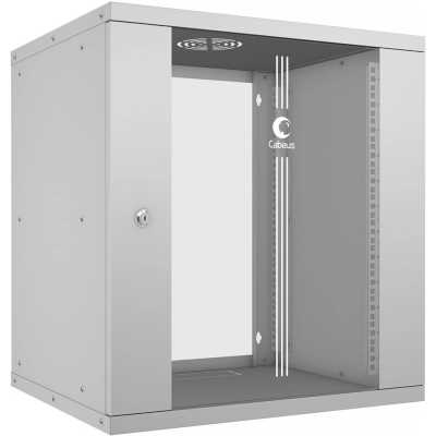 Шкаф телекоммуникационный настенный Cabeus Light, 19", 12U, 590х550х450 мм (ВхШхГ), дверь: стекло, разборный, цвет: серый