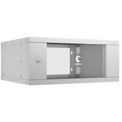 Шкаф телекоммуникационный Cabeus WSC-05D-4U55/45 настенный 19" 4U, серия LIGHT разборный, дверь стекло, серый