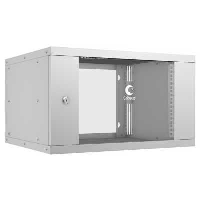 Шкаф телекоммуникационный Cabeus WSC-05D-6U55/45 настенный 19" 6U, серия LIGHT разборный, дверь стекло, серый