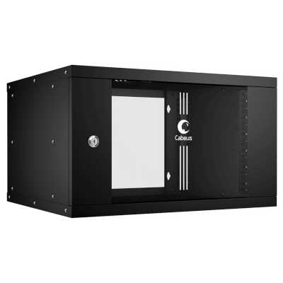 Шкаф телекоммуникационный настенный Cabeus Light, 19", 6U, 320х550х450 мм (ВхШхГ), дверь: стекло, разборный, черный
