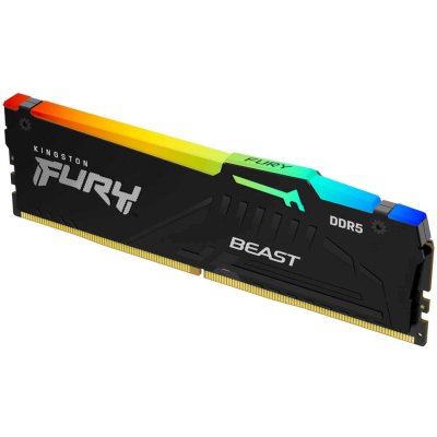 Оперативная память Kingston Fury Beast, DDR5, 32Gb (1x32Gb), 6000MHz, CL36, DIMM, с радиатором, RGB, черный
