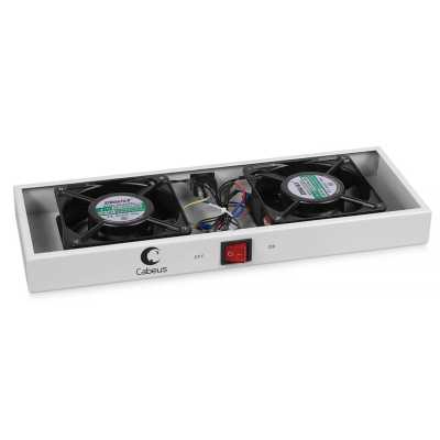 Вентиляторный модуль Cabeus TRAY-FAN2 с 2-я вентиляторами для установки в настенные шкафы серии SH-05F, серый (RAL7035)