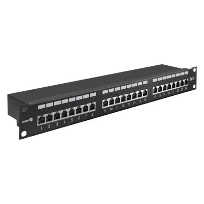 Патч-панель FTP 19" 24 port кат.5e ExeGate разъем KRONE&110 (dual IDC), 1U, RoHS, черный