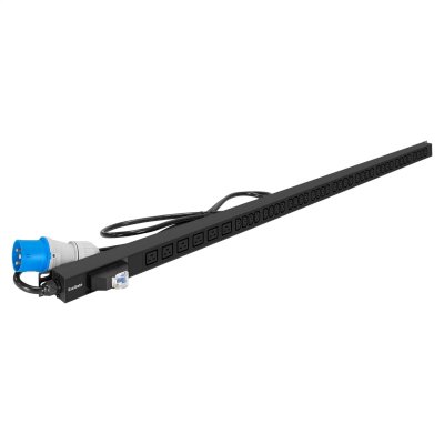 Блок розеток вертикальный ExeGate ServerPro PDU-V636 Al-36C136C19-IEC309-32A-1P (19", 1U, Алюминий, 36 IEC 320 C13, 6 IEC 320 C19, IEC 60309 32A (2P+E), VDE-250V-32A-3*4мм2, 3 метра, автомат выкл., черный, RTL)