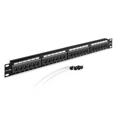 Патч-панель ExeGate EPP3-19-24-8P8C-C6-110D-C (19", UTP, 24 port, cat.6, KRONE&110(dual IDC), 1U, RoHS, с кабельным органайзером и защитными шторками, Black, RTL)