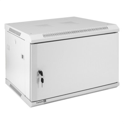Шкаф телекоммуникационный 19" настенный 6U ExeGate EC-WM-6U.450.M.GREY (19", 6U, 600x450x370 мм (ШхГхВ), передняя дверь металл, съемные боковые панели, пыле- и влагозащита IP23, светло-серый RAL 7035)
