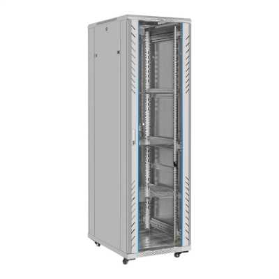 Шкаф телекоммуникационный 19" напольный 42U ExeGate EC-FS-42U.600.800.G.V.GREY (19”, 42U, 600x800x2054mm (ШхГхВ), передняя дверь закаленное стекло, задняя перфорированная дверь, съемные боковые панели, пыле- и влагозащита IP20, встроенный вентиляционный м