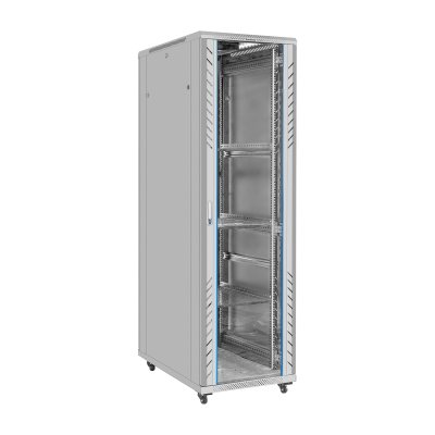 Шкаф телекоммуникационный 19" напольный 42U ExeGate EC-FS-42U.600.1000.G.V.GREY (19”, 42U, 600x1000x2054mm (ШхГхВ), передняя дверь закаленное стекло, задняя перфорированная дверь, съемные боковые панели, пыле- и влагозащита IP20, встроенный вентиляционный