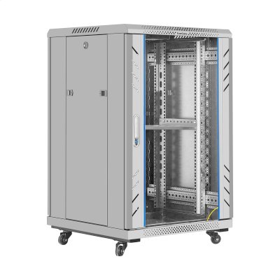 Шкаф телекоммуникационный 19" напольный 18U ExeGate EC-FS-18U.600.600.G.GREY (19”, 18U, 600x600x987mm (ШхГхВ), передняя дверь закаленное стекло, задняя перфорированная дверь, съемные боковые панели, пыле- и влагозащита IP20, встроенный вентиляционный моду