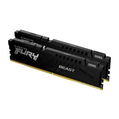 Оперативная память Kingston Fury Beast, DDR5, 32GB (2x16GB), 5200MHz, CL40, DIMM, радиатор, черный