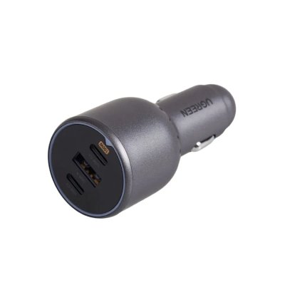 Автомобильное зарядное устройство UGREEN EC705 (55511) 130W 3-Port 2*USB-C PD+USB-A Fast Car Charger с кабелем. Цвет: черный