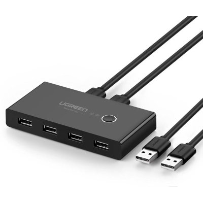 Разветвитель портов UGREEN US216 (30767) 2 In 4 Out USB 2.0 Sharing Switch Box. Цвет: черный