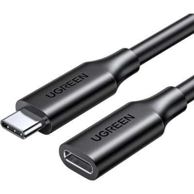 Кабель UGREEN US353 (10387) USB-C/M to USB-C/F Gen2 5A Extension Cable 10Gbps. Длина: 1 м. Цвет: черный