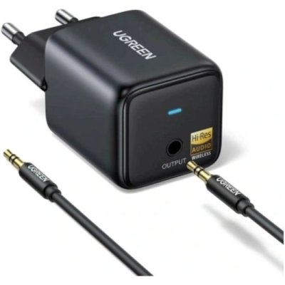 Аудиоадаптер Bluetooth приемник сетевой UGREEN BT523 (65059) Home Bluetooth 6.0 Audio Receiver EU. Цвет: черный