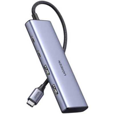 Хаб UGREEN CM473 (15395) 4-Port USB-C Hub. Цвет: серый космос