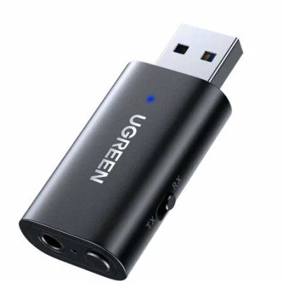 Приемник/передатчик Bluetooth UGREEN CM523 (60300) USB 2.0 to 3.5mm Bluetooth Transmitter/Receiver Adapter с аудио кабелем. Цвет: черный