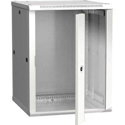 Шкаф монтажный ITK LINEA W (LWR3-18U66-GF) настенный 18U 600x600мм пер.дв.стекл задн.дв.стал.лист 90кг серый 500мм 41кг 200град. IK08 сталь