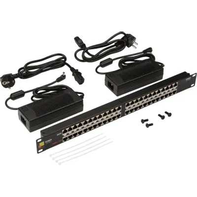 Панель POE 19", 24 порта, с двумя блоками питания 48V, 120W