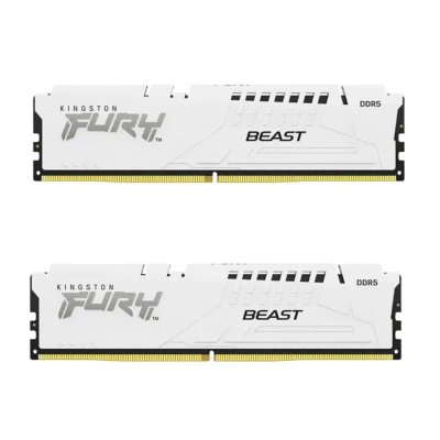 Оперативная память Kingston Fury Beast, DDR5, 32GB (2x16GB), 5200MHz, CL40, DIMM, с радиаторами, белый