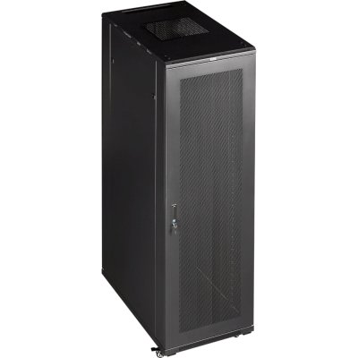 Шкаф коммутационный Lanmaster (TWT-CBB-18U-6X10-G1) напольный 18U 600x1000мм пер.дв.стекл металл 2 бок.пан. 800кг черный