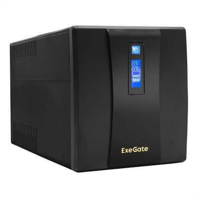 Источник бесперебойного питания (ИБП) ExeGate EP212520RUS ExeGatePower Smart ULB-1500 LCD <1500VA, Black, 2 евророзетки+2 розетки IEC320, USB>