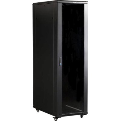 Шкаф серверный Lanmaster (TWT-CBB-32U-6X6-G1) напольный 32U 600x600мм пер.дв.стекл металл 2 бок.пан. 800кг черный