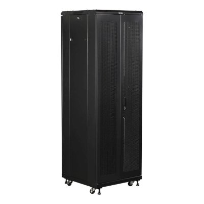 Шкаф серверный Lanmaster (TWT-CBB-42U-8X10-G1) напольный 42U 800x1000 мм пер. дв. стекл. задн. дв. двуст. 2 бок. пан. 800 кг черный IP20