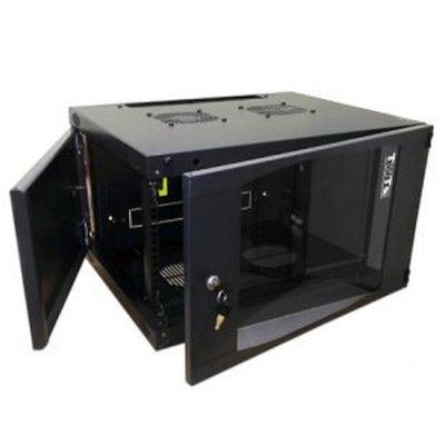 Шкаф настенный Lanmaster Next TWT-CBWNG-6U-6X4-BK 6U 550x450 мм пер. дв. стекл съемные бок. пан. 60 кг черный