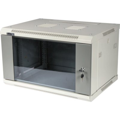 Шкаф настенный Lanmaster TWT-CBWPG-9U-6X6-GY 9U 600x600мм пер.дв.стекл съемные бок.пан. 60кг серый