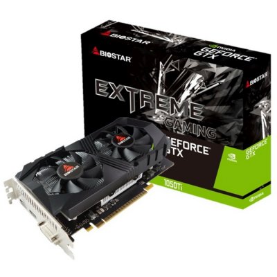 Видеокарта Biostar GeForce GTX 1050 Ti, 4 GB GDDR5, 128 bit, DVI-D, DisplayPort, HDMI, GPU 1291 MHz