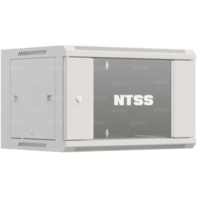 Шкаф коммутационный NTSS Премиум (NTSS-W12U6045GS-2) настенный 12U 600x450 мм пер. дв. стекл 60 кг серый IP20 сталь