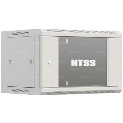 Шкаф коммутационный NTSS Премиум (NTSS-W12U6060GS-2) настенный 12U 600x600 мм пер. дв. стекл 60 кг серый IP20 сталь
