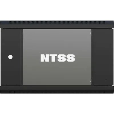 Шкаф коммутационный NTSS NTSS-W9U6045GS-BL настенный 9U 570x450мм пер.дв.стекл 60кг черный 350мм 20.1кг 220град. 370мм IP20 сталь