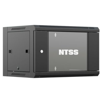 Шкаф коммутационный NTSS (NTSS-W9U6060GS-BL) настенный 9U 570x600мм пер.дв.стекл 60кг черный 22кг